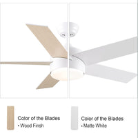 POCHFAN 44 inch White Ceiling Fan with Lights and Remote Control - $60