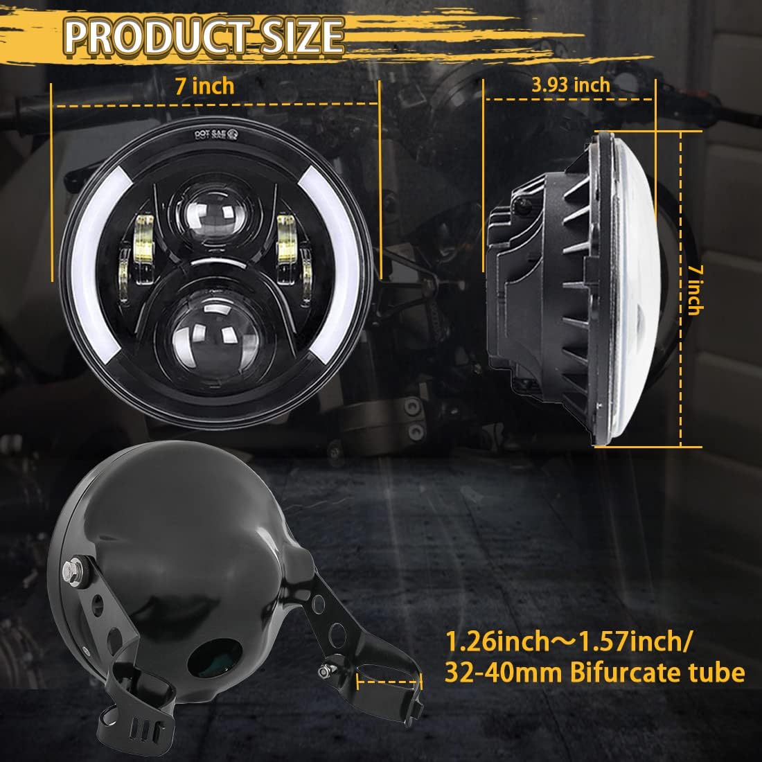 SKTYANTS 7" 7 Inch Round LED Motorcycle Headlight assembly - $55