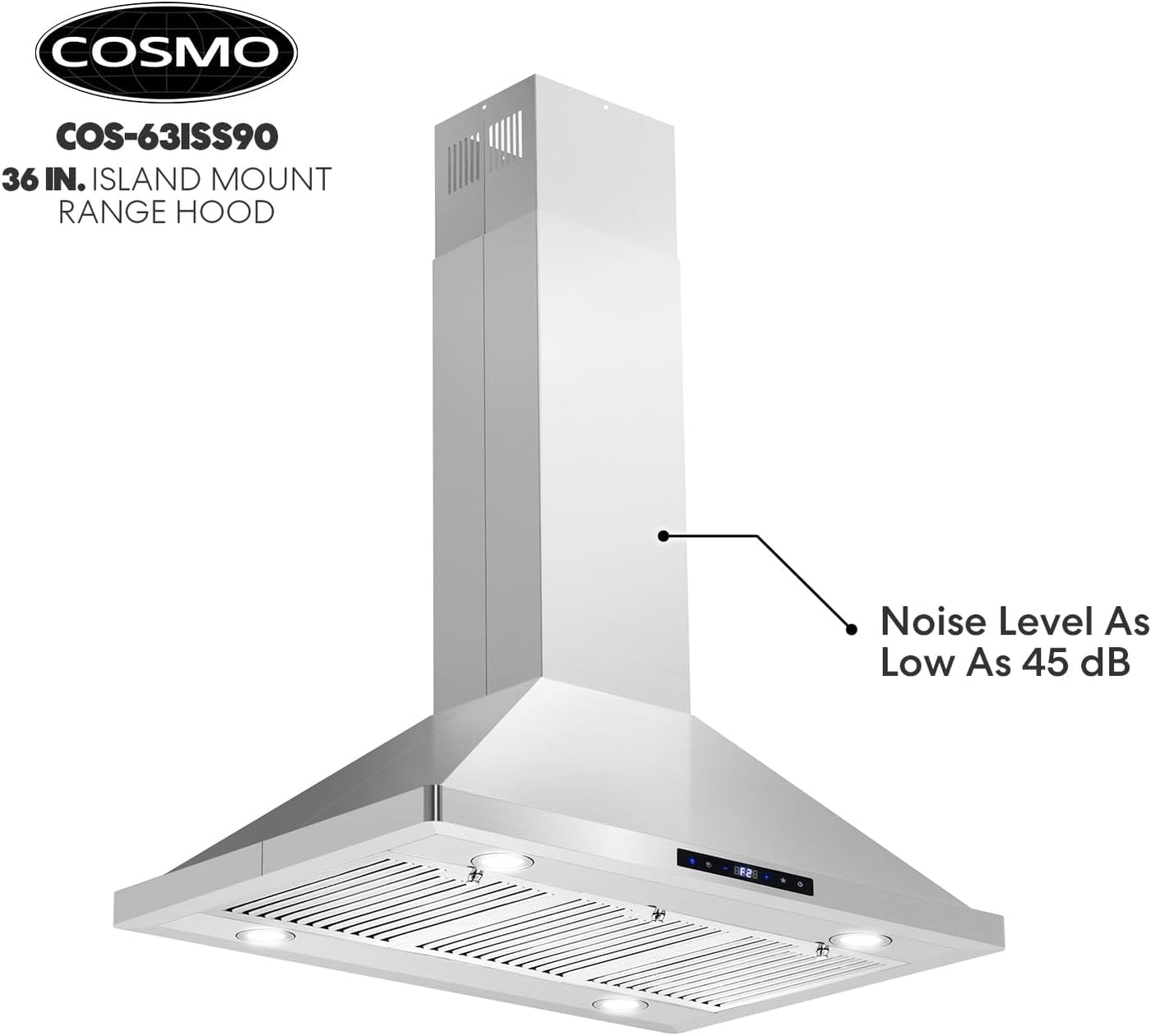 COSMO COS-63ISS90 Island Range Hood with 3-Speed Fan - $240