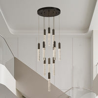 Round Black Chandelier, Modern Raindrop Hanging Lights (13 Lights) - $175