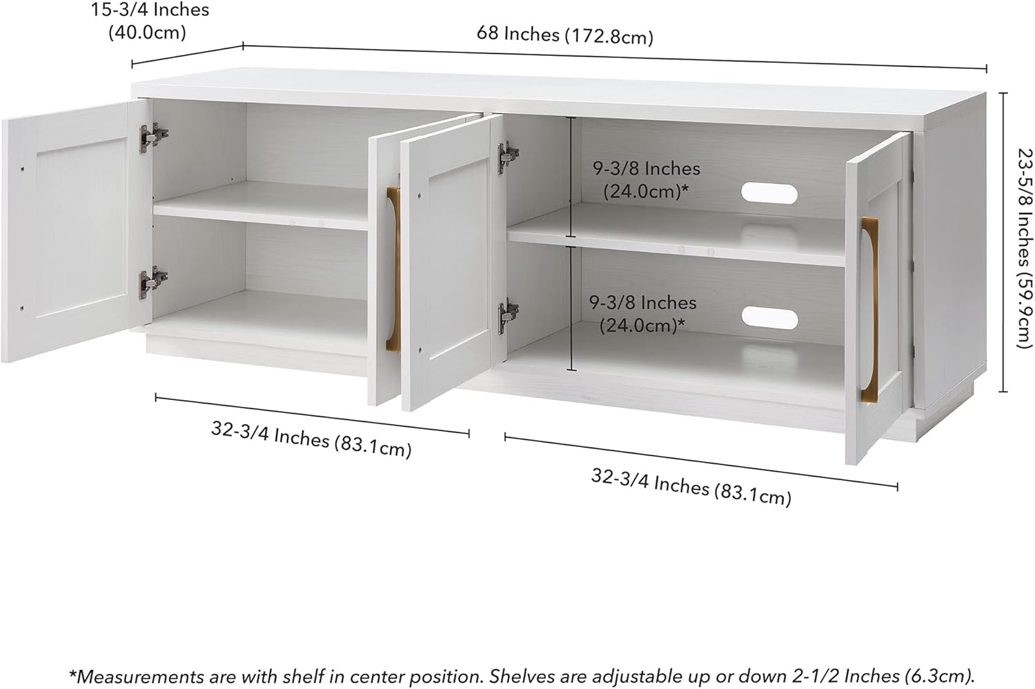 Henn&Hart Tillman Rectangular TV Stand for TV's up to 80" in, 68" Wide, White - $155