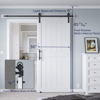 36in x 84in MDF Sliding Barn Door with 6.6ft Barn Door Hardware Kit & Handle - $105