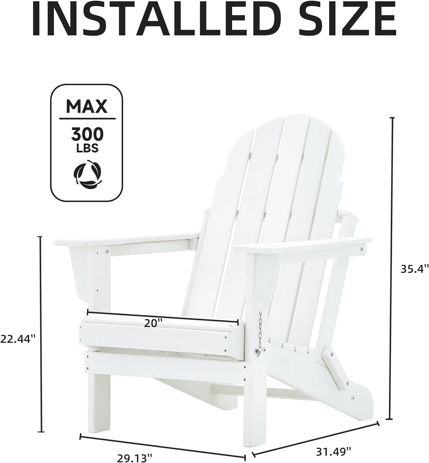 VOQNIS Adirondack Folding Chair, HDPE Outdoor Plastic Patio Chair - $80
