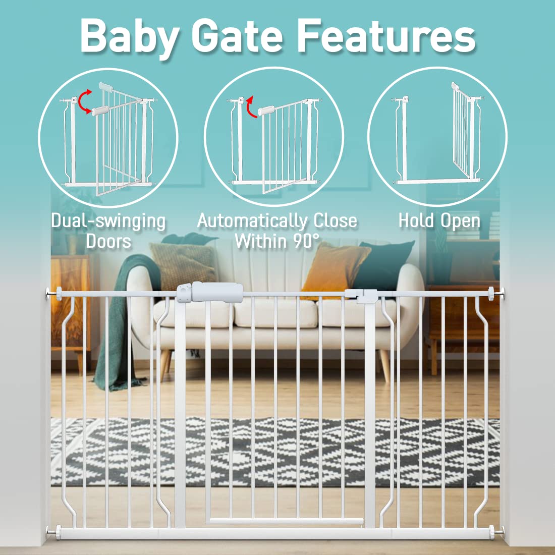 WAOWAO Extra Wide Baby Gate 43.31-48.03" - $70
