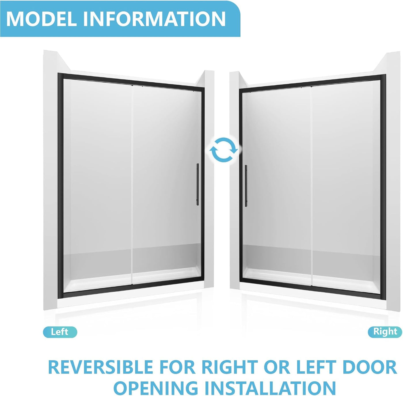 Shower Door, 60" W x 72" H Semi-Frameless Shower Glass Door(slight dent on frame) - $240