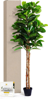 Homelux Theory Faux Fiddle Leaf Fig Tree, 6ft Artificial Plants Indoor - $80