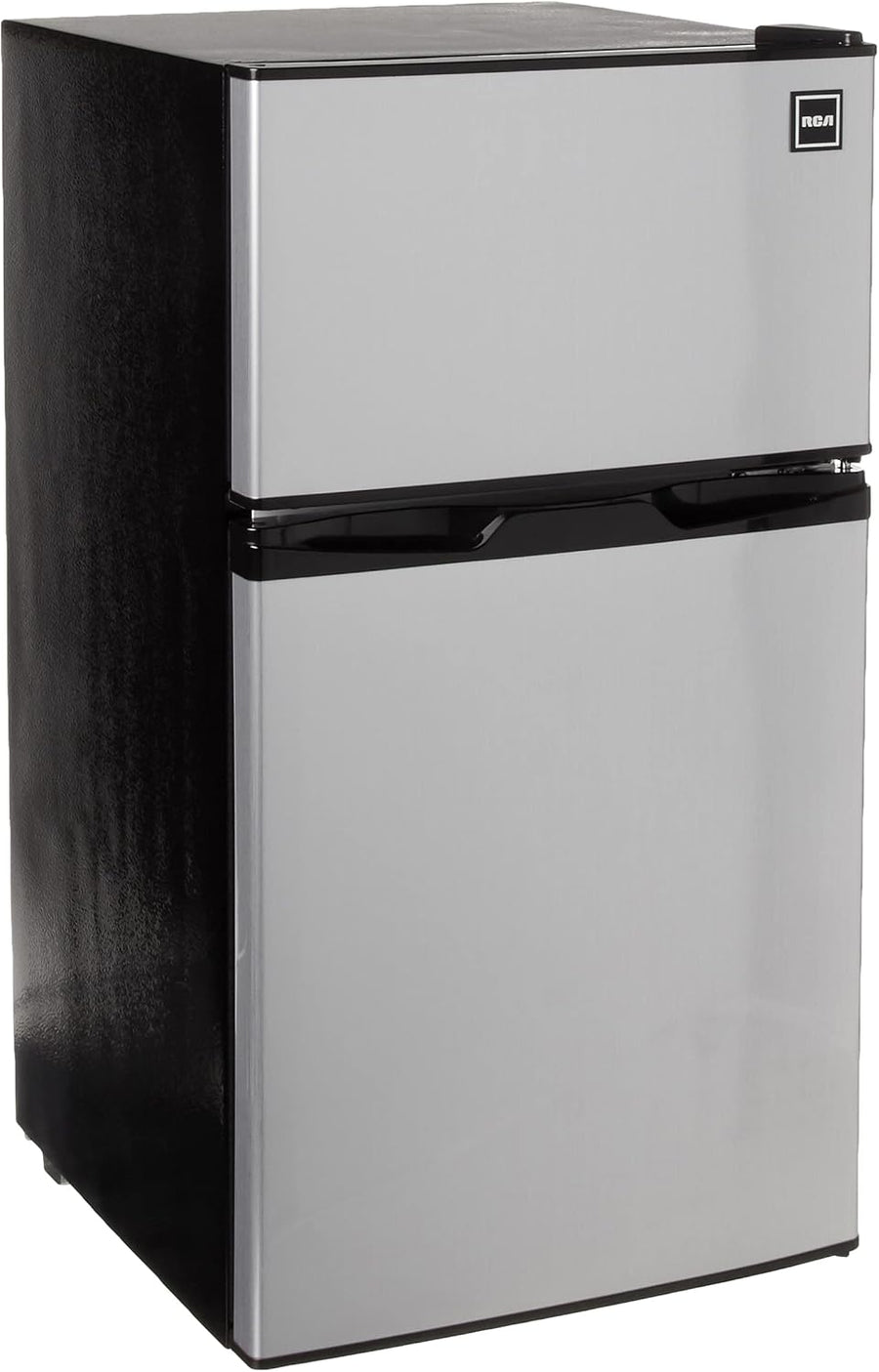 RCA RFR836 3.2 Cu Ft 2 Door Fridge and Freezer, Stainless Steel - $300
