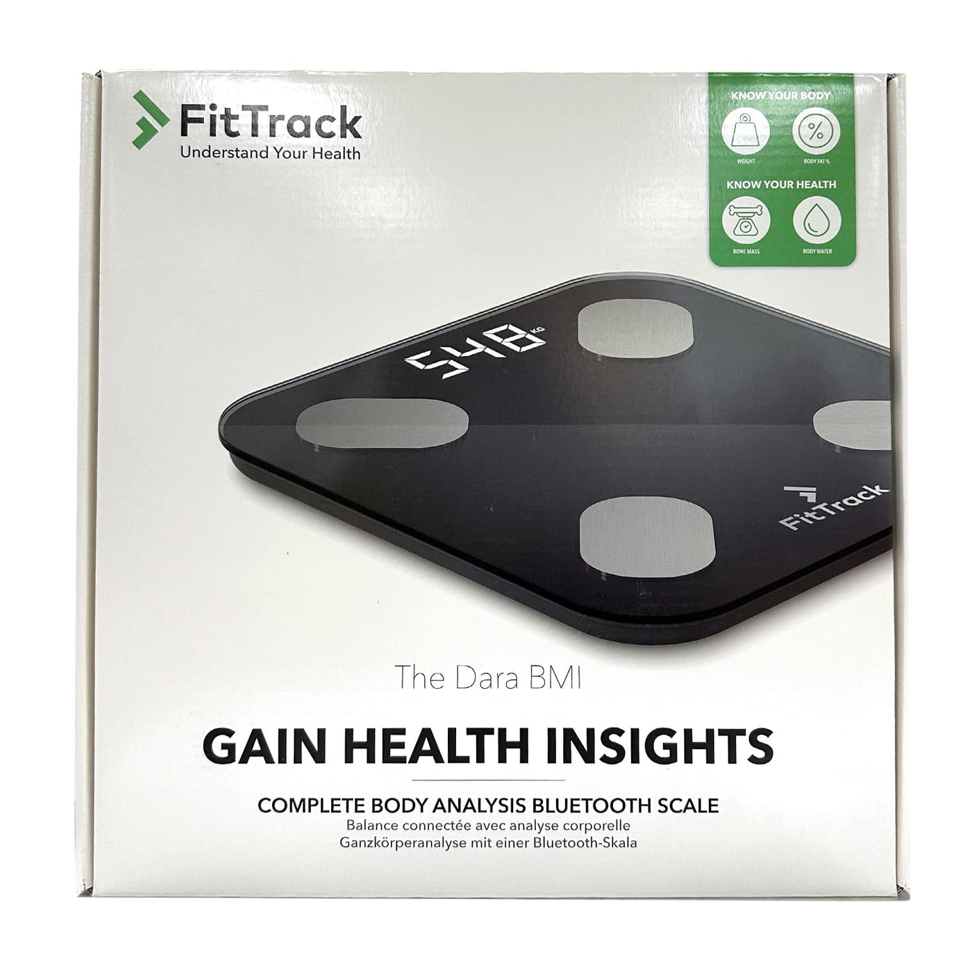 FitTrack Dara Smart Body BMI Digital Scale White Weight Loss