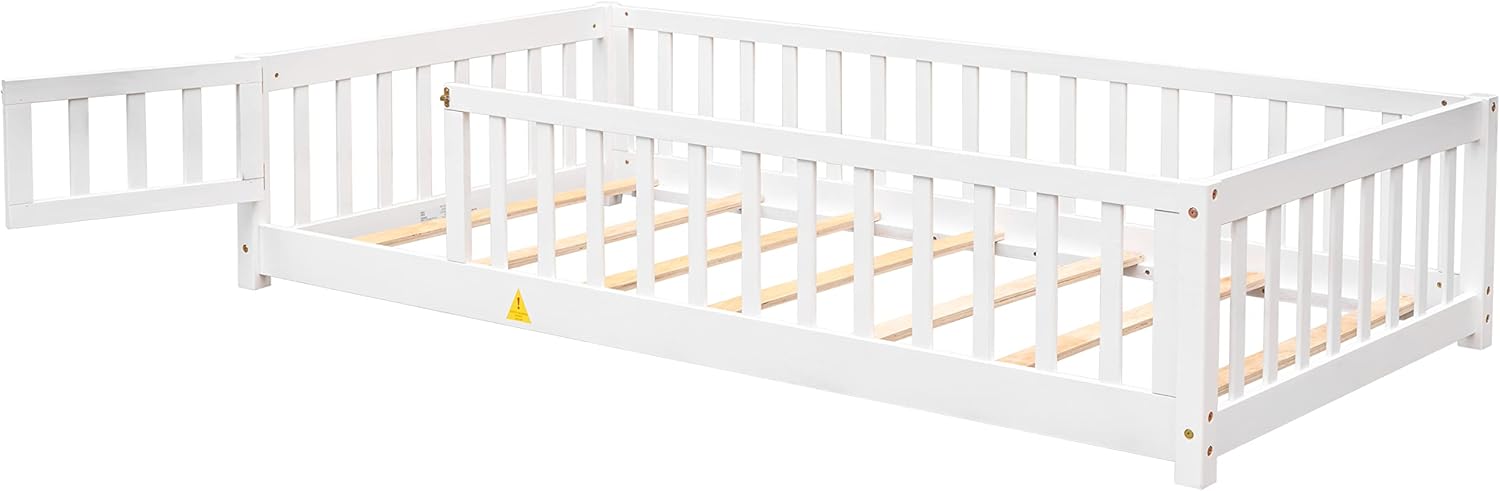 Dolonm Twin Size Montessori Bed, Toddler Floor Bed for Kids, White - $120