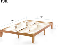 Mellow Naturalista Classic - 12in. Solid Wood Platform Bed w/ Wooden Slats, Full - $80