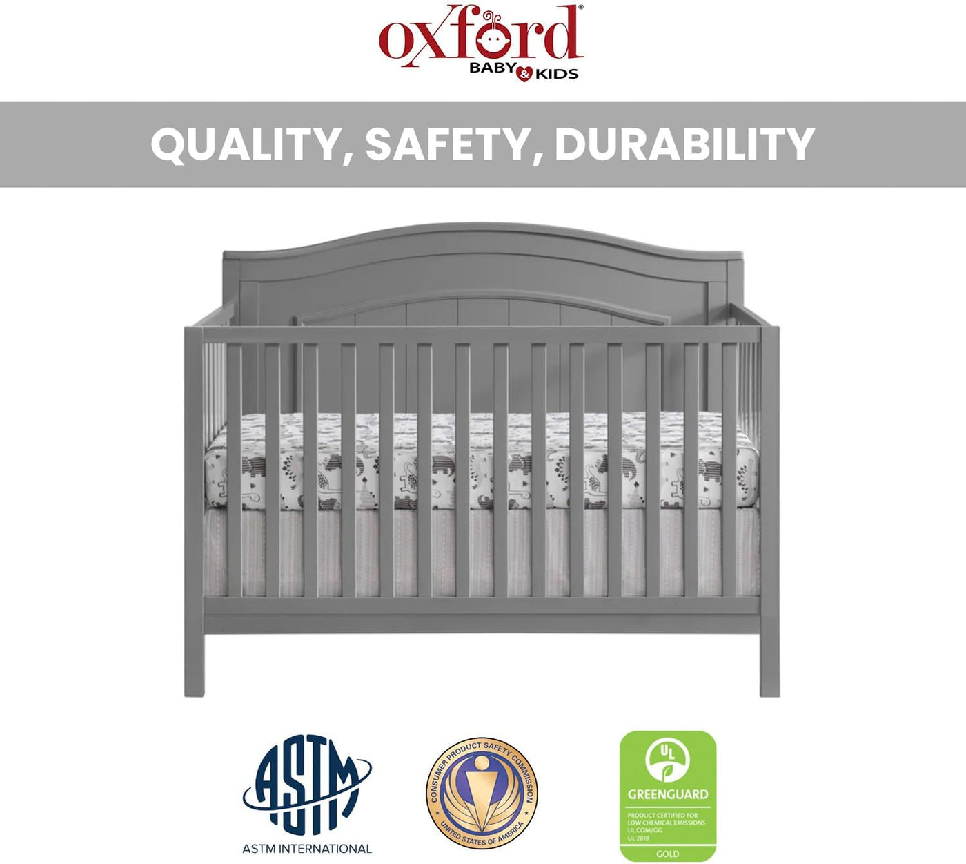 Oxford Baby North Bay 4-in-1 Convertible Baby Crib, Dove Gray - $130