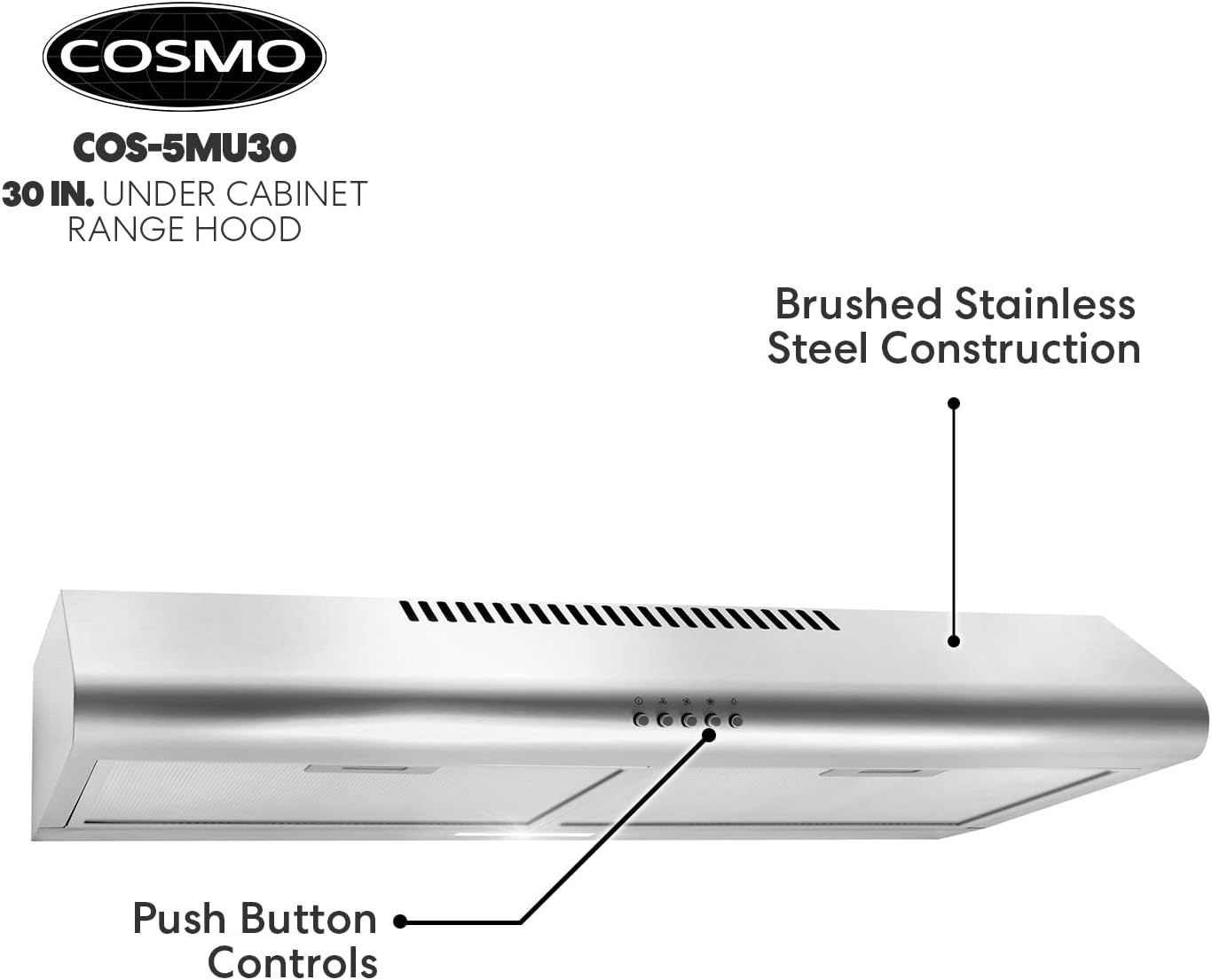 COSMO COS-5MU30 30 in. Under Cabinet Range Hood Ductless Convertible D ·  DISCOUNT BROS