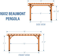 Backyard Discovery Beaumont 16 ft. x 12 ft. All Cedar Wooden Pergola Kit - $1020