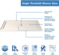 DreamLine SlimLine 34 in. D x 48 in. W x 2 3/4 in. H Center Drain Single - $240