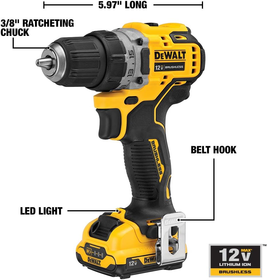 DEWALT XTREME 12V MAX* Cordless Drill (DRILL Only WITH BATTERY AND CHARGER ) (3/8-Inch - $95