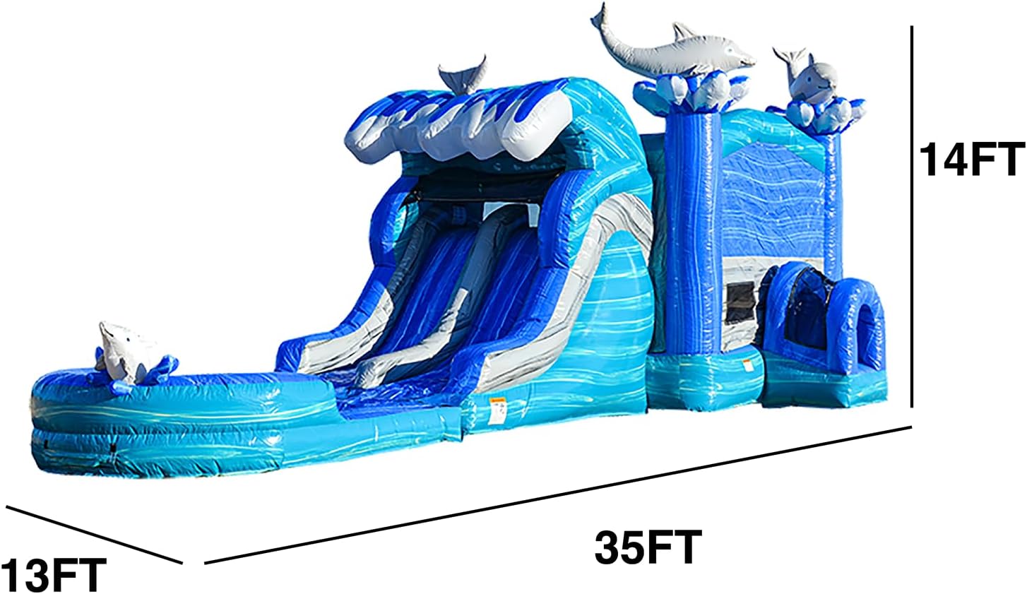 JumpOrange Dolphins Commercial Grade Bounce House Water Slide - $2035