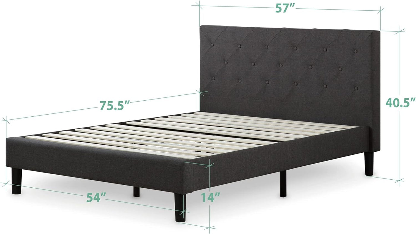 ZINUS Shalini Upholstered Platform Frame, Dark Grey, Full - $105