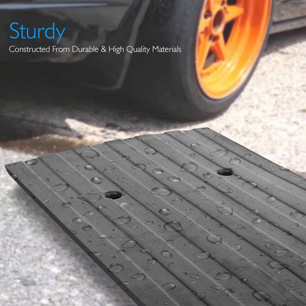 Pyle Car Vehicle Curbside Driveway Ramp - 4ft Heavy Duty Rubber, 2 Pieces Set - $105