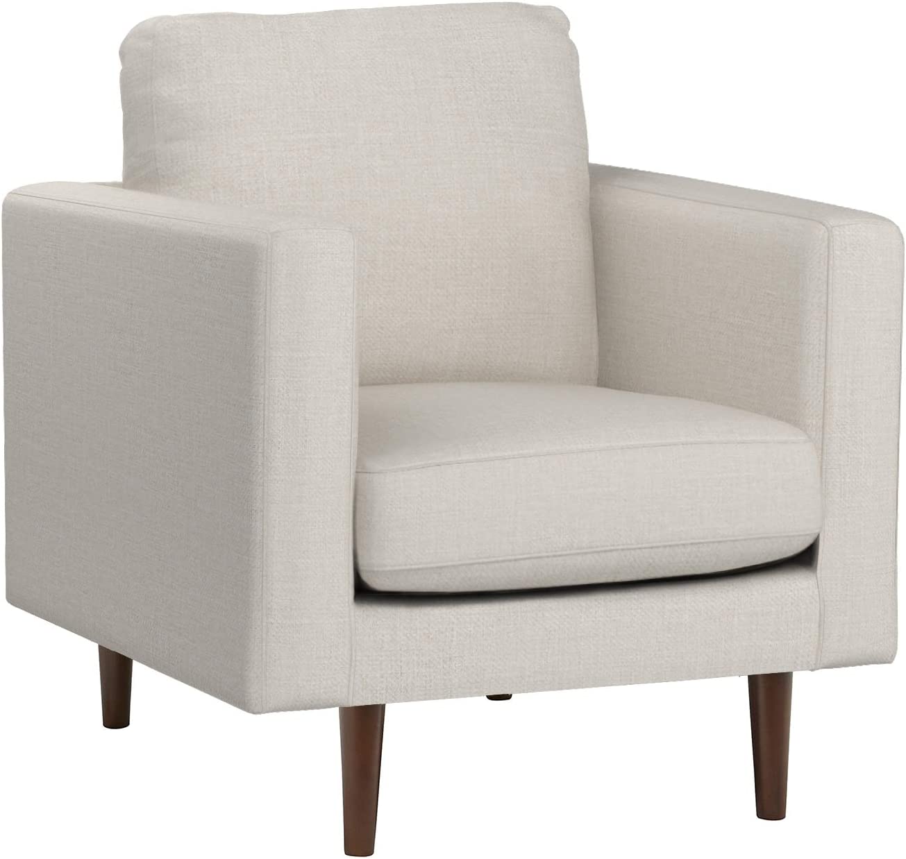 Rivet Revolve Modern Upholstered Armchair with Tapered Legs, Linen - $200