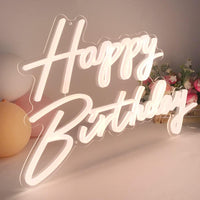 Happy Birthday Neon Sign for Birthday Party Decor 22.4"x13.8" Warm White - $35