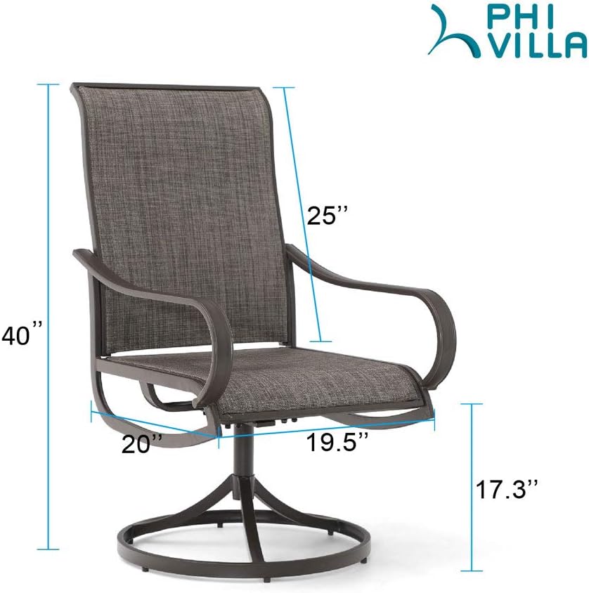 PHI VILLA Patio Swivel Dining Chairs Set of 2 - $300