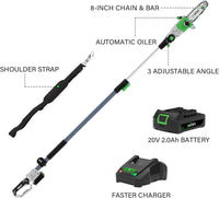 SOYUS Cordless Pole Saw, Telescoping Electric Pole Chain Saw Auto Oiling - $60