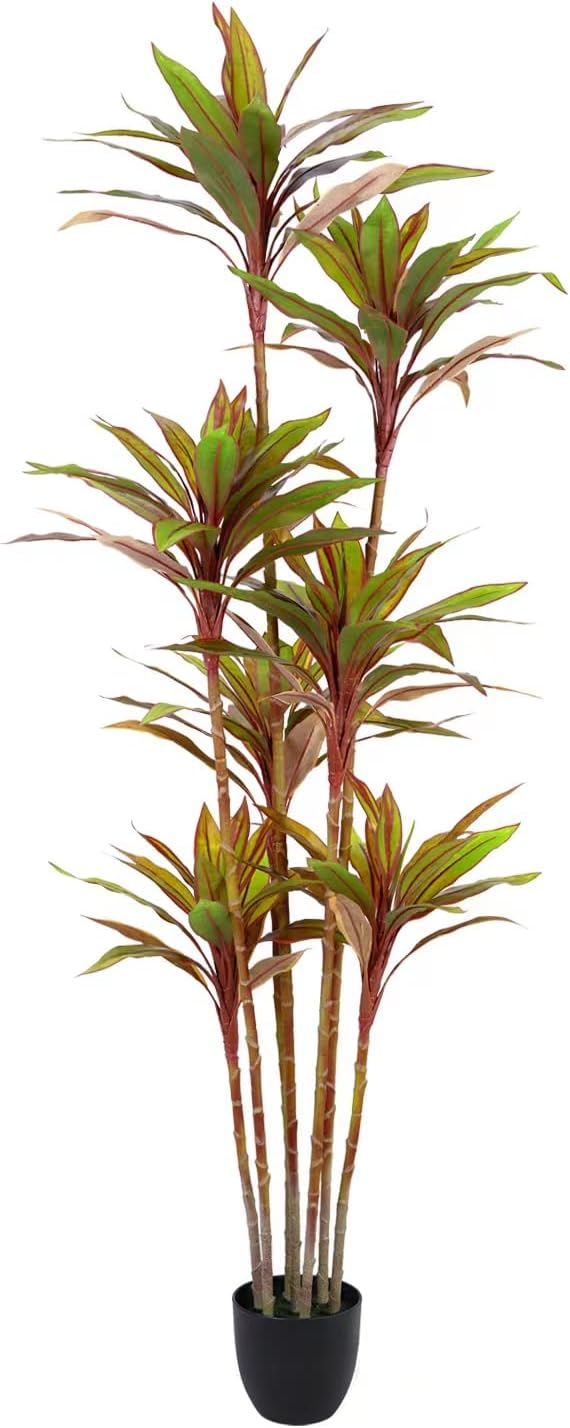 Waoops Artificial Dracaena Tree 6.3Ft Faux Plants Cordyline Fruticosa w/ Fake Tree - $95