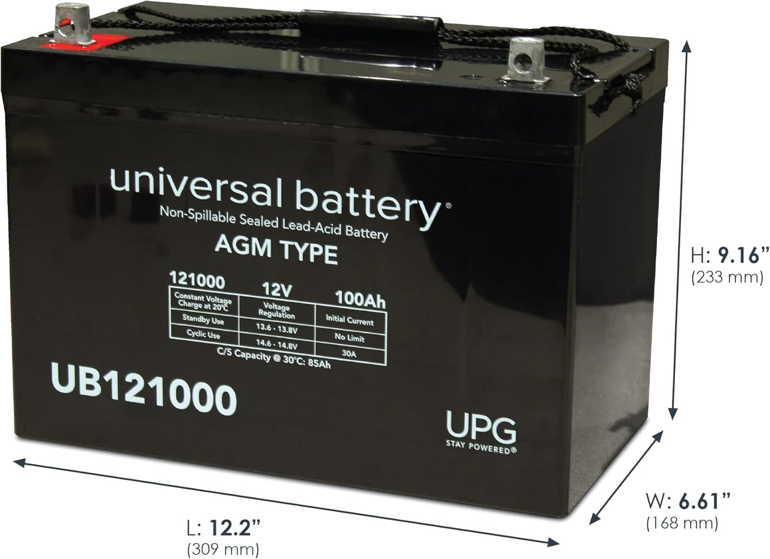 UPG Universal Power Group 12V 100Ah Solar Wind AGM SLA DEEP Cycle VRLA Battery - $110