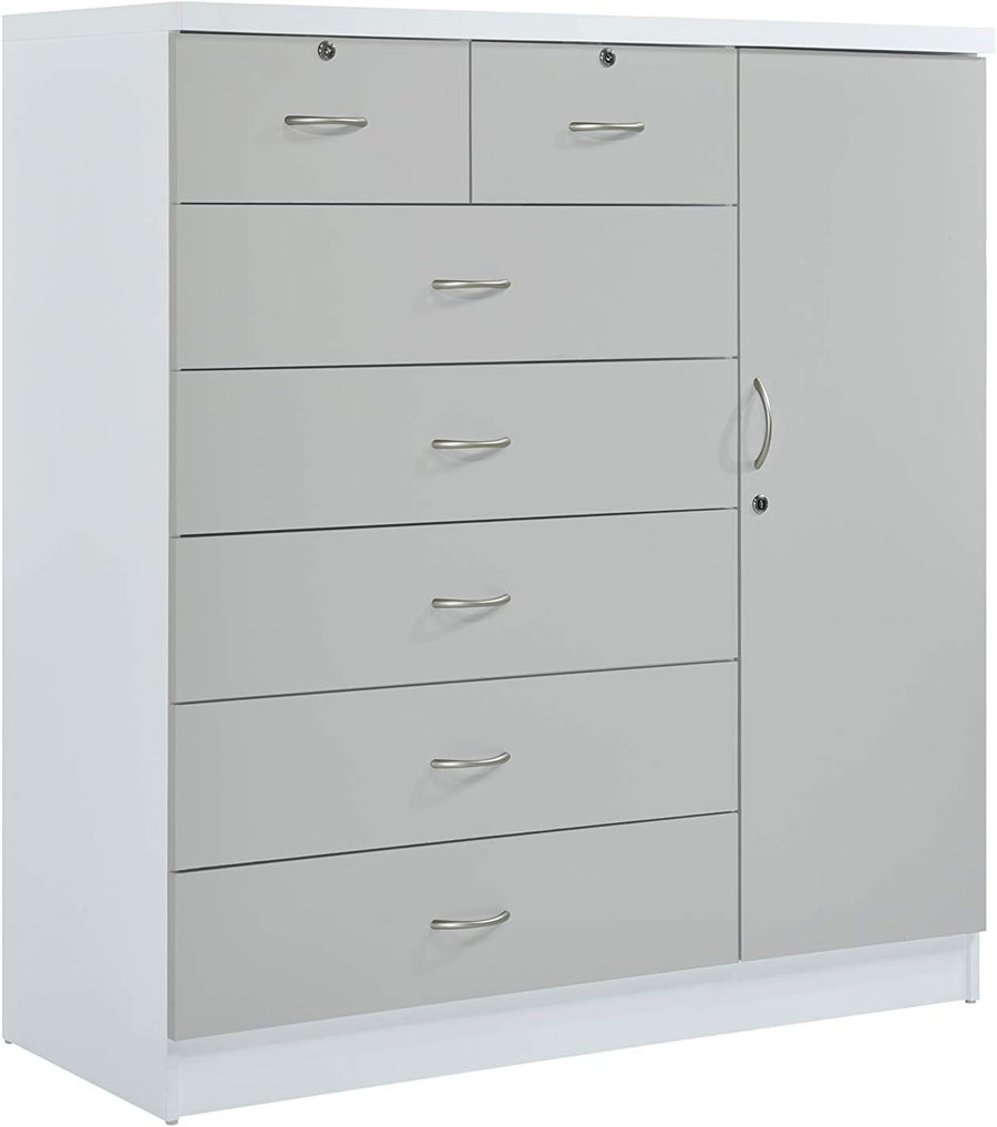 Hodedah 7 Drawer Jumbo Chest, Five Large Drawers, Two Smaller Drawers - $230