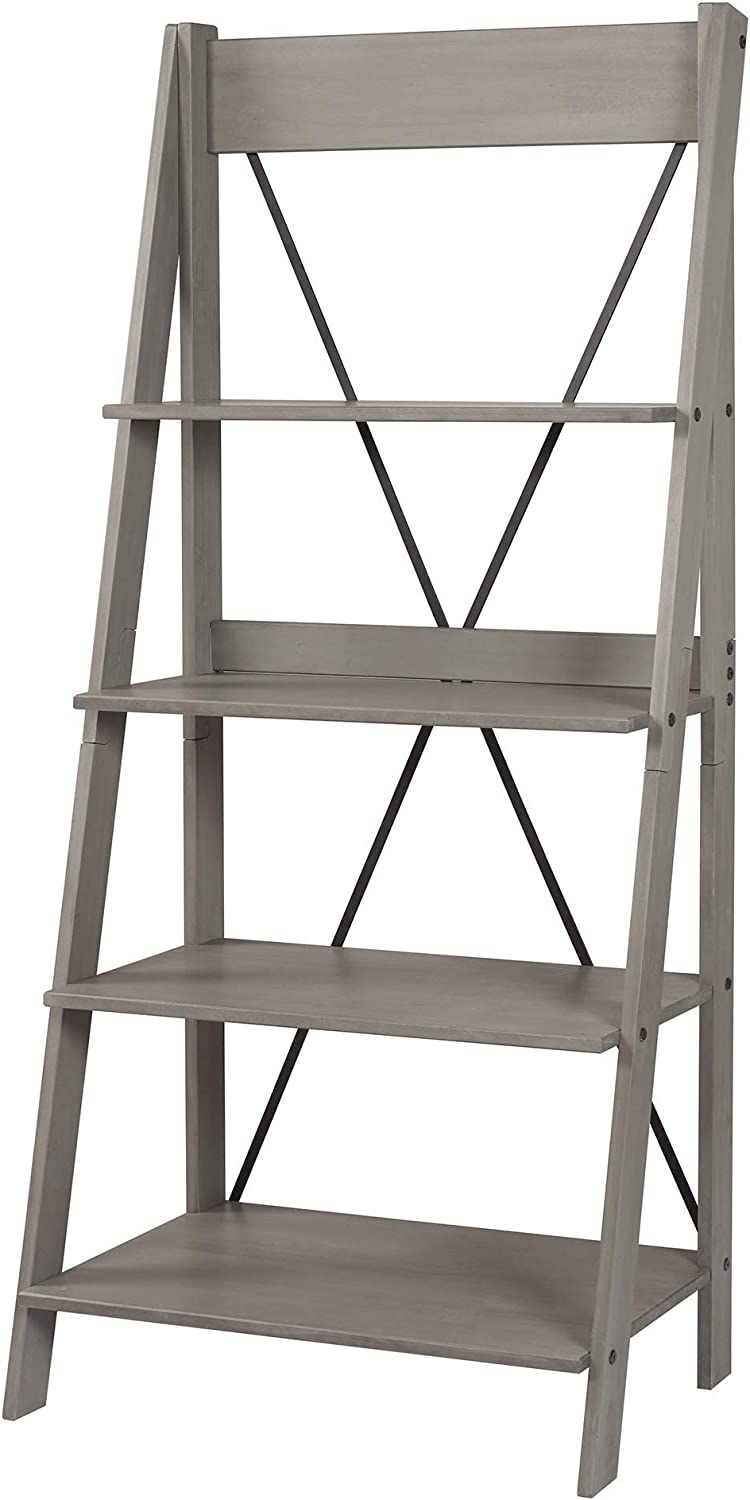 Walker Edison X Back Modern Farmhouse Wood Bookcase, 4 Shelves, Grey - $90