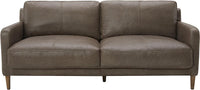 Rivet Modern Deep Leather Sofa Couch with Wood Feet, 72"W, Gray-$500