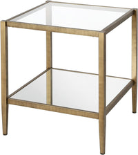 Henn&Hart 20" Wide Square Side Table with Mirror Shelf in Brass - $60