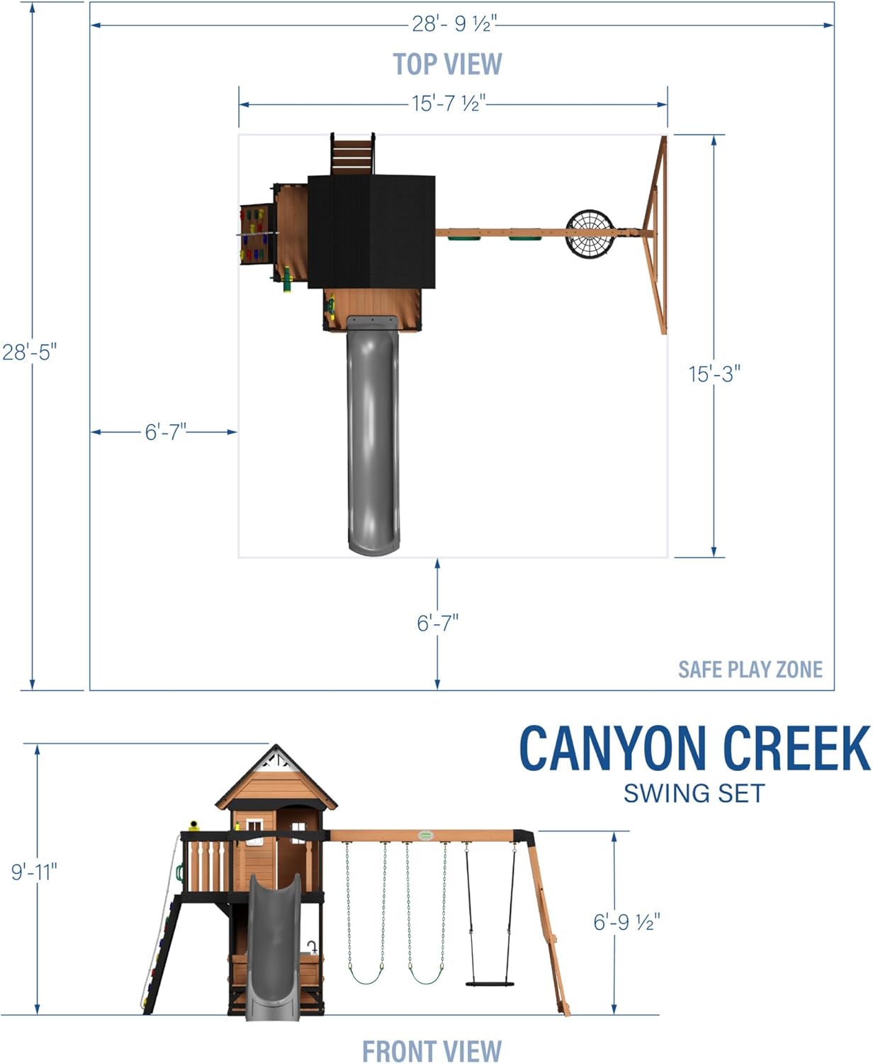 Backyard Discovery Canyon Creek All Cedar Wood Swing Set w/Grey Wave Slide - $1100