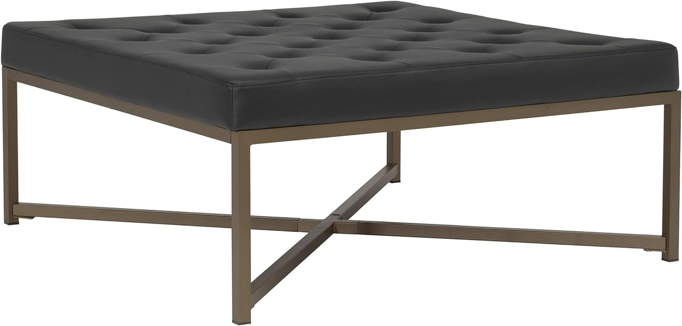 Home Camber Modern Large Cocktail Tufted Square Ottoman with Metal Frame - $160