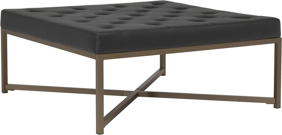 Home Camber Modern Large Cocktail Tufted Square Ottoman with Metal Frame - $145