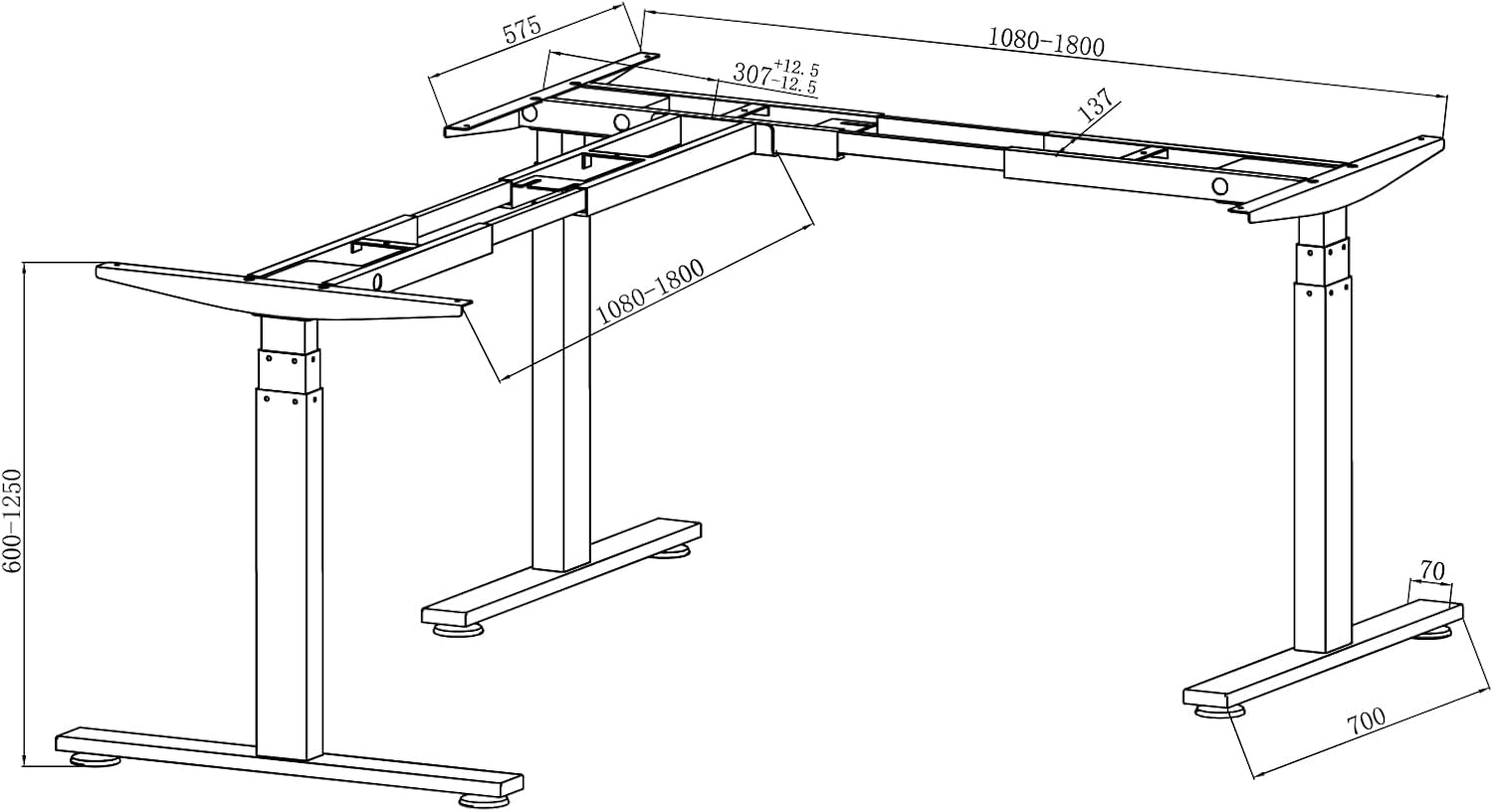 VWINDESK VJ301 L Shaped Electric Height Adjustable Standing Corner Desk Frame - $320