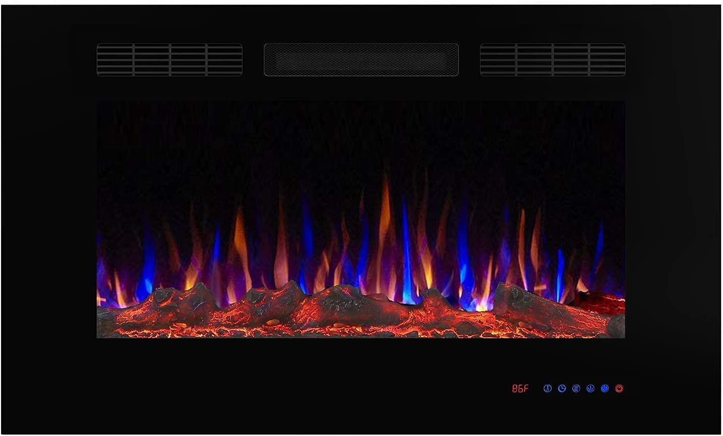 Valuxhome 36 Electric Fireplace, Touchscreen, 750/1500W, Black, 36" L21 H - $275