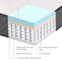 Amazon Basics Memory Foam Mattress, King Size Mattress, Hybrid, 12 Inch, White/Gray - $220