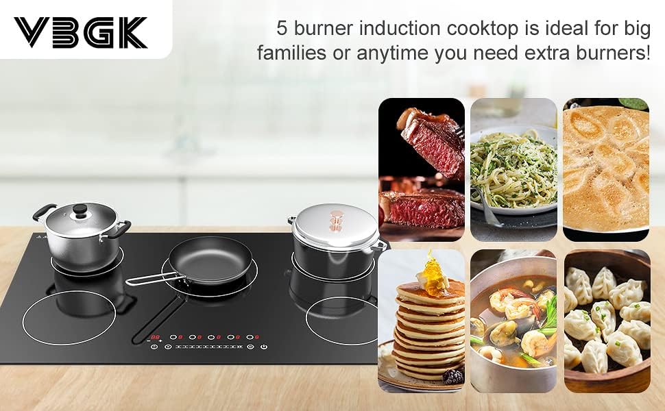 VBGK Induction Cooktop with 5 Burners Desktop, 7400W 240V, Black - $215