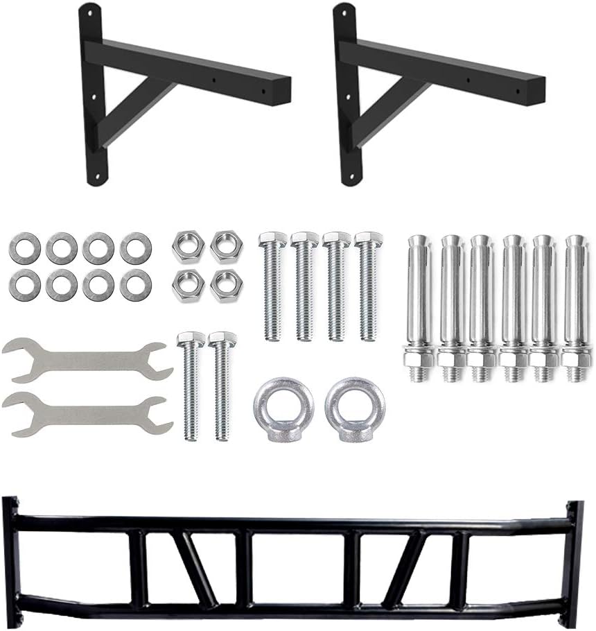 BESTHLS Wall Mounted Pull Up Bar and Dip Station Support to 440 Lbs - $80