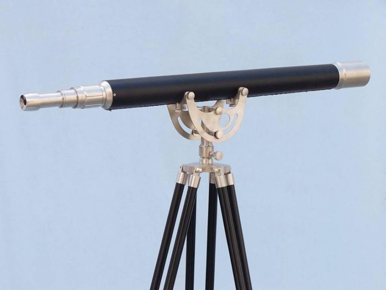 Hampton Nautical 65-inch Floor Standing Nickel/Leather Anchormaster Telescope - $300