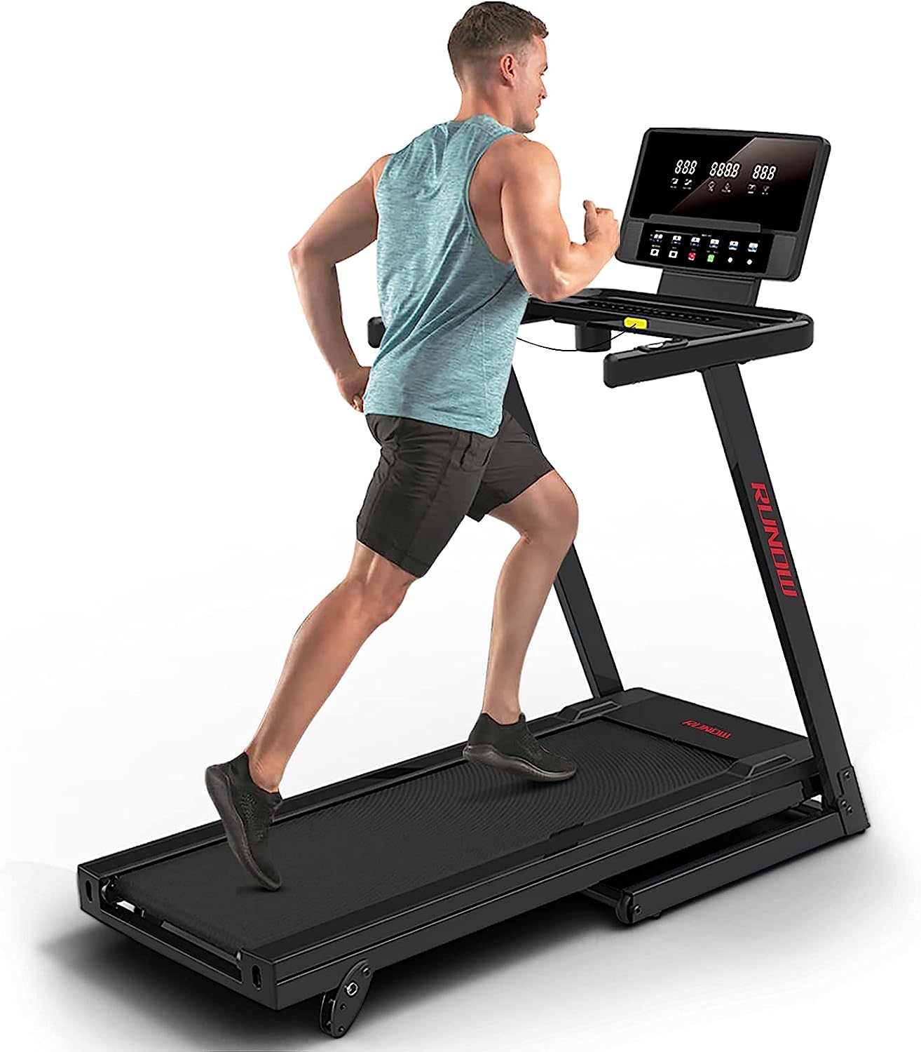 RUNOW Incline Treadmill, Foldable Treadmill Support Bluetooth - $420