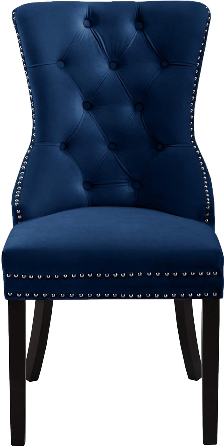 Meridian Furniture 740Navy-C Nikki Collection Modern | Velvet Dining Chair - $190