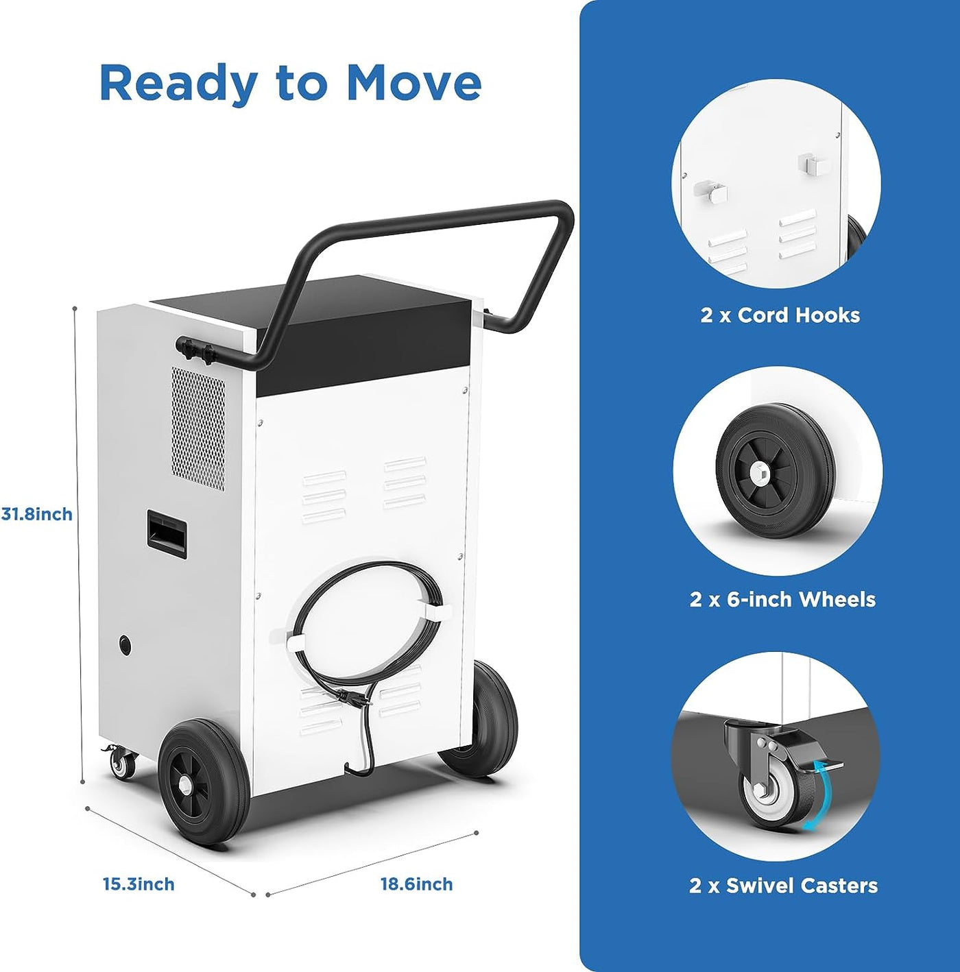 Moiswell 240 Pints Commercial Dehumidifier with Pump and Drain Hose - $540