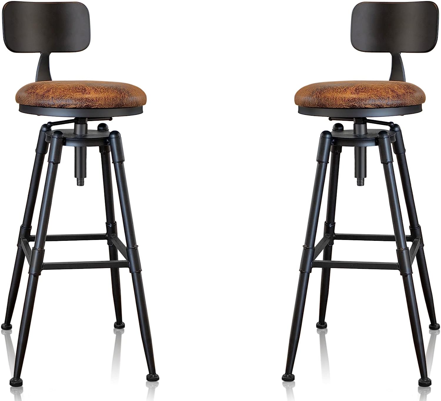 MSMV 27-35 Inch (Set of 2) Vintage Industrial Bar Stool-Farmhouse Swivel - $130