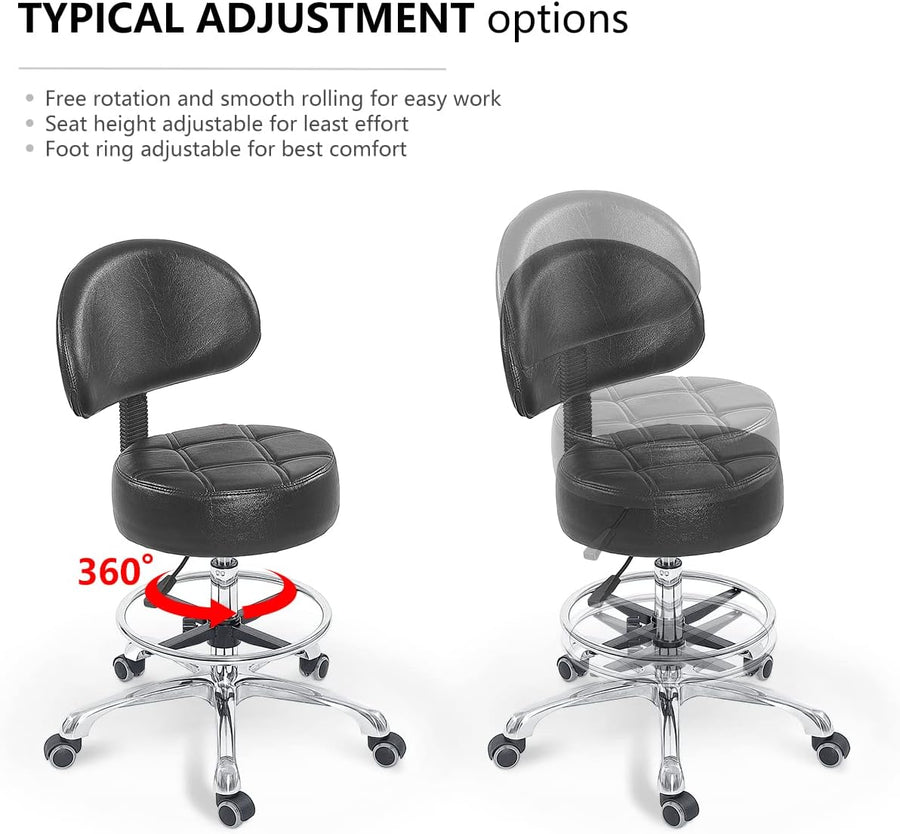 Grace&Grace Height Adjustable Swivel Stool with Extra Large Extra Thick Seat - $85