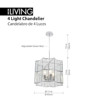 Decor Living Octavia 4-Light Polished Chrome Modern Dry Rated Chandelier - $110