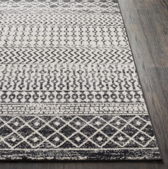 Surya Elaziz ELZ-2307 108 x 150" (9'x12.5') Rectangle Fabric Rug Gray/Black/White - $270