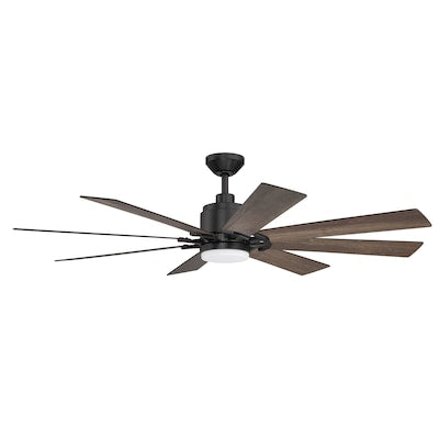 Harbor Breeze Talamore 60-in Matte Black Indoor/Outdoor Downrod or Flush Mount Ceiling Fan with Light and Remote (8-Blade) - $150