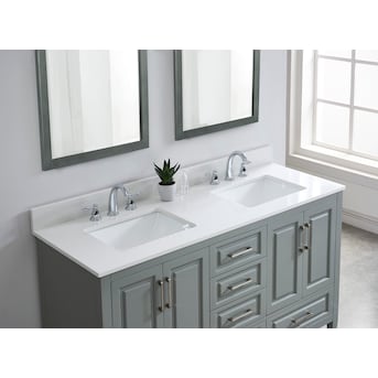 allen + roth Meridian 61-in White Marble Undermount Double Sink Bath Vanity Top - $240
